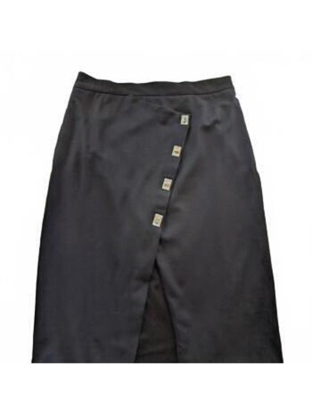 White House Black Market Asymmetrical Gold Button Faux-Wrap Pencil Skirt NWOT 12